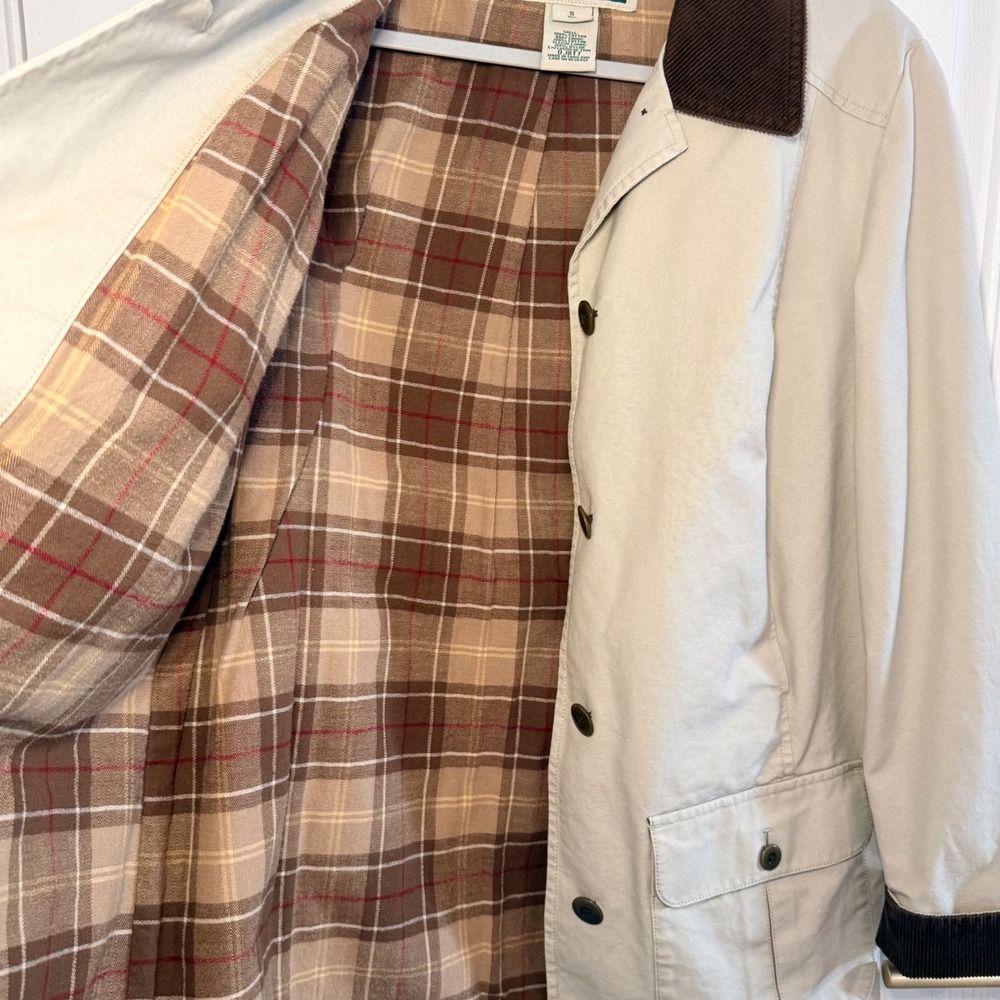 LL Bean Women's Adirondack Barn Coat Tan Canvas Flannel Lined 0 JXT7 Small Reg - Picture 5 of 9